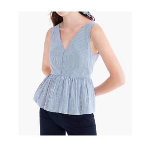 J. Crew Striped Sleeveless Peplum Top NWOT blue